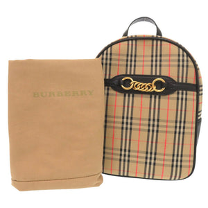 美品 バーバリー チェック柄 コットン レザー ベージュ リュック バックパック 1314【中古】BURBERRY
