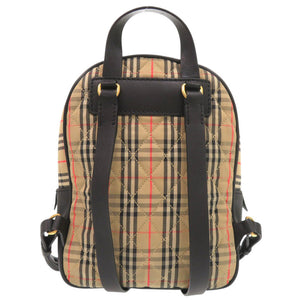 美品 バーバリー チェック柄 コットン レザー ベージュ リュック バックパック 1314【中古】BURBERRY