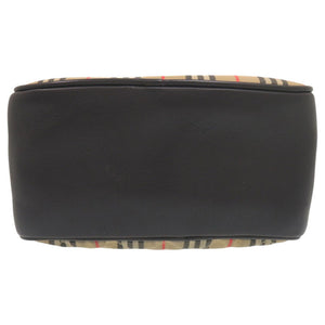 美品 バーバリー チェック柄 コットン レザー ベージュ リュック バックパック 1314【中古】BURBERRY