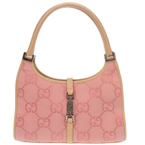 グッチ ヴィンテージ ジャッキー GG柄 002 1068 GGキャンバス レザー ピンク ベージュ ショルダーバッグ 1338【中古】GUCCI