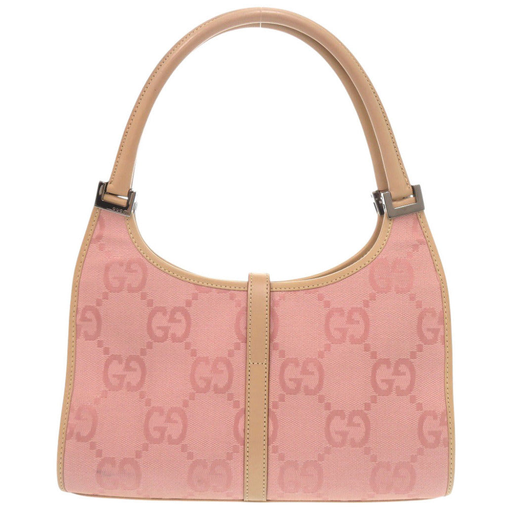 グッチ ヴィンテージ ジャッキー GG柄 002 1068 GGキャンバス レザー ピンク ベージュ ショルダーバッグ 1338【中古】GUCCI
