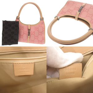 グッチ ヴィンテージ ジャッキー GG柄 002 1068 GGキャンバス レザー ピンク ベージュ ショルダーバッグ 1338【中古】GUCCI