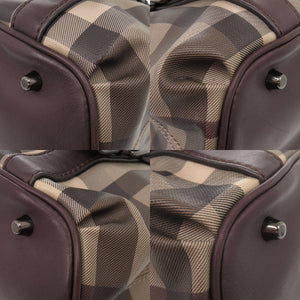 美品 バーバリー チェック柄 PVC レザー ダークブラウン 2WAY ハンドバッグ ショルダーバッグ 1342【中古】BURBERRY