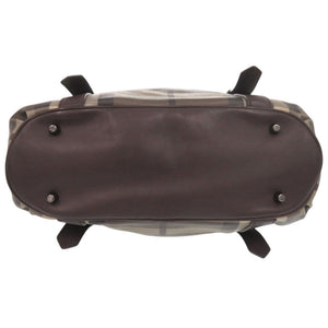 美品 バーバリー チェック柄 PVC レザー ダークブラウン 2WAY ハンドバッグ ショルダーバッグ 1342【中古】BURBERRY