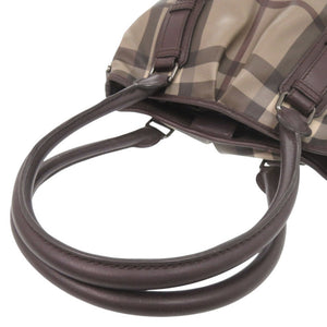 美品 バーバリー チェック柄 PVC レザー ダークブラウン 2WAY ハンドバッグ ショルダーバッグ 1342【中古】BURBERRY