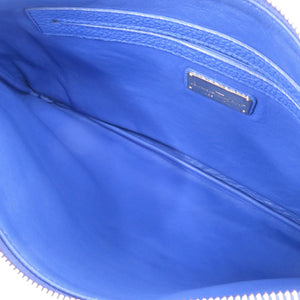 美品 サルヴァトーレフェラガモ AU217F867 レザー ブルー クラッチバッグ 青 1348【中古】Salvatore Ferragamo