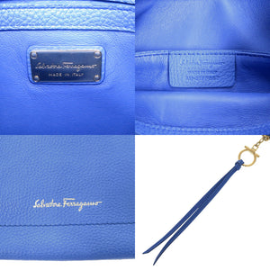 美品 サルヴァトーレフェラガモ AU217F867 レザー ブルー クラッチバッグ 青 1348【中古】Salvatore Ferragamo