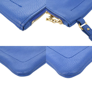 美品 サルヴァトーレフェラガモ AU217F867 レザー ブルー クラッチバッグ 青 1348【中古】Salvatore Ferragamo