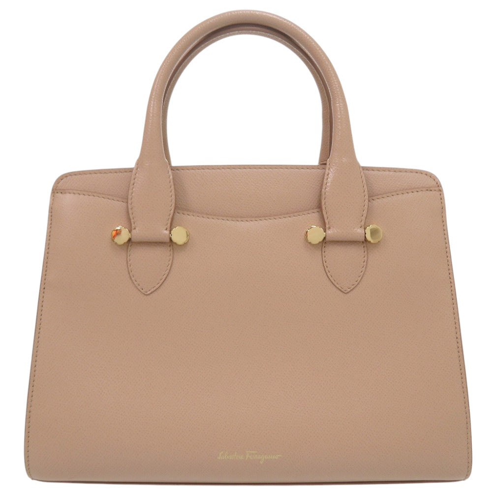 サルヴァトーレフェラガモ Today Leather Satchel ハンドバッグ 2WAY ショルダーバッグ レザー ベージュ 1359【中古】Salvatore Ferragamo