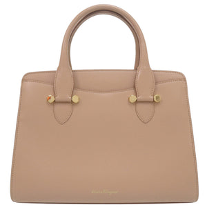 サルヴァトーレフェラガモ Today Leather Satchel ハンドバッグ 2WAY ショルダーバッグ レザー ベージュ 1359【中古】Salvatore Ferragamo