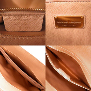 サルヴァトーレフェラガモ Today Leather Satchel ハンドバッグ 2WAY ショルダーバッグ レザー ベージュ 1359【中古】Salvatore Ferragamo