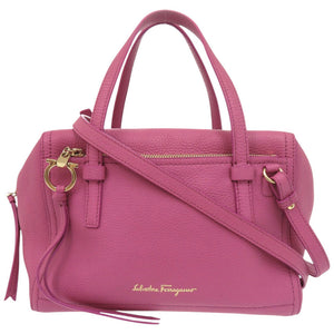 美品 サルヴァトーレフェラガモ ガンチーニ レザー ピンク 2WAY ハンドバッグ ショルダーバッグ 1368【中古】Salvatore Ferragamo