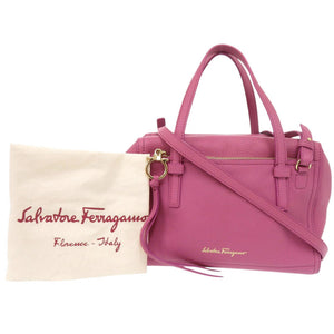 美品 サルヴァトーレフェラガモ ガンチーニ レザー ピンク 2WAY ハンドバッグ ショルダーバッグ 1368【中古】Salvatore Ferragamo