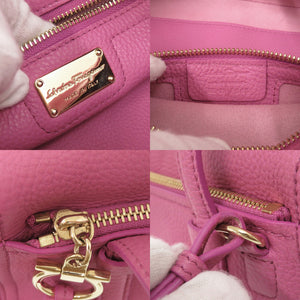 美品 サルヴァトーレフェラガモ ガンチーニ レザー ピンク 2WAY ハンドバッグ ショルダーバッグ 1368【中古】Salvatore Ferragamo