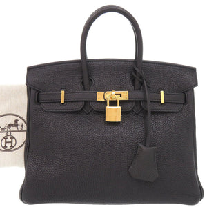 美品 エルメス バーキン25 トゴ ブラック ゴールド金具 U刻印(2022年製) ハンドバッグ 黒 1465【中古】HERMES