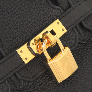 美品 エルメス バーキン25 トゴ ブラック ゴールド金具 U刻印(2022年製) ハンドバッグ 黒 1465【中古】HERMES
