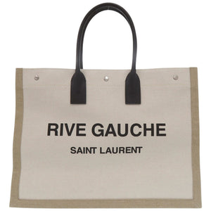美品 サンローランパリ リヴ ゴーシュ トートバッグ キャンバス レザー エクリュ 1532【中古】SAINT LAURENT PARIS メンズ