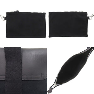 美品 エルメス ヴァルパライソPM トワルシェブロン レザー ブラック ハンドバッグ 黒 1627【中古】HERMES
