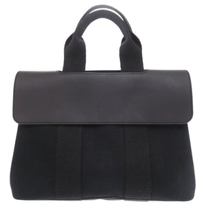 美品 エルメス ヴァルパライソPM トワルシェブロン レザー ブラック ハンドバッグ 黒 1627【中古】HERMES