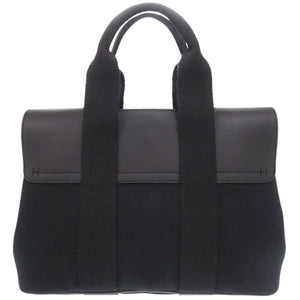 美品 エルメス ヴァルパライソPM トワルシェブロン レザー ブラック ハンドバッグ 黒 1627【中古】HERMES