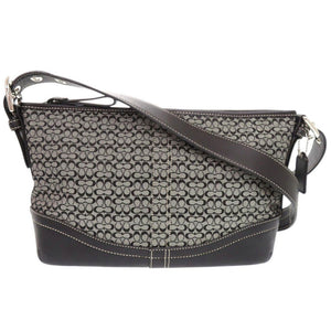 コーチ ミニシグネチャー レザー キャンバス グレー ブラック ショルダーバッグ 1673【中古】COACH