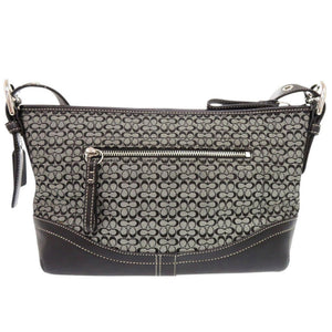 コーチ ミニシグネチャー レザー キャンバス グレー ブラック ショルダーバッグ 1673【中古】COACH