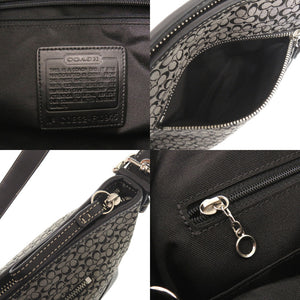 コーチ ミニシグネチャー レザー キャンバス グレー ブラック ショルダーバッグ 1673【中古】COACH