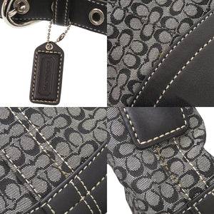 コーチ ミニシグネチャー レザー キャンバス グレー ブラック ショルダーバッグ 1673【中古】COACH