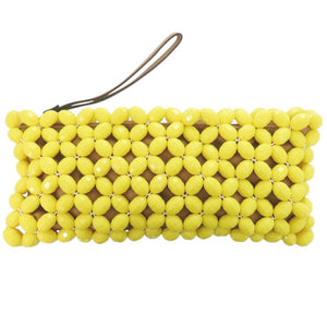マルニ ビーズ レザー/プラスチック イエロー クラッチバッグ 1674【中古】MARNI