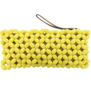マルニ ビーズ レザー/プラスチック イエロー クラッチバッグ 1674【中古】MARNI