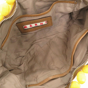 マルニ ビーズ レザー/プラスチック イエロー クラッチバッグ 1674【中古】MARNI