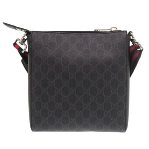 美品 グッチ ロゴ GGスプリーム レザー 523599 ブラック ショルダーバッグ 黒 1679【中古】GUCCI