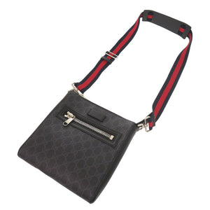 美品 グッチ ロゴ GGスプリーム レザー 523599 ブラック ショルダーバッグ 黒 1679【中古】GUCCI