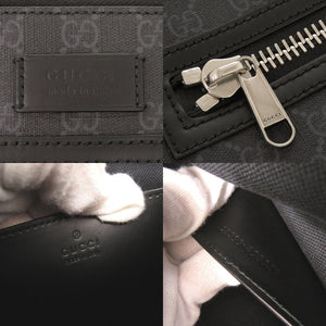 美品 グッチ ロゴ GGスプリーム レザー 523599 ブラック ショルダーバッグ 黒 1679【中古】GUCCI