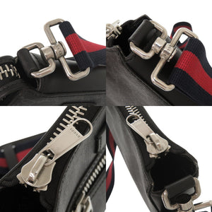 美品 グッチ ロゴ GGスプリーム レザー 523599 ブラック ショルダーバッグ 黒 1679【中古】GUCCI