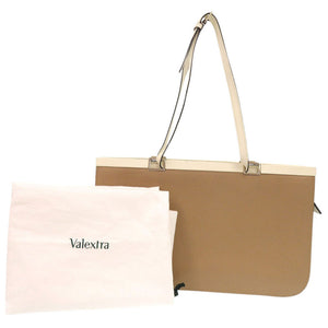 ヴァレクストラ バイカラー レザー ベージュ アイボリー トートバッグ ハンドバッグ 1689【中古】Valextr