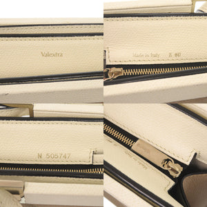 ヴァレクストラ バイカラー レザー ベージュ アイボリー トートバッグ ハンドバッグ 1689【中古】Valextr