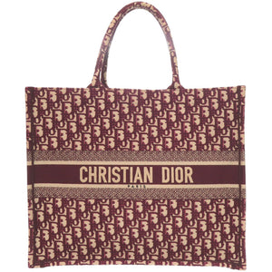 美品 クリスチャンディオール ブックトート ラージ オブリーク キャンバス ボルドー トートバッグ 1737【中古】Christian Dior