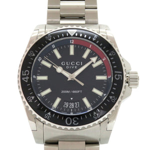 新品同様 グッチ ダイブ 136.2 SS ブラック クオーツ 腕時計 黒文字盤 1749【中古】GUCCI
