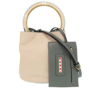 マルニ パニエ SCMP001801 2WAY バケットバッグ レザー ベージュ 0019【中古】MARNI