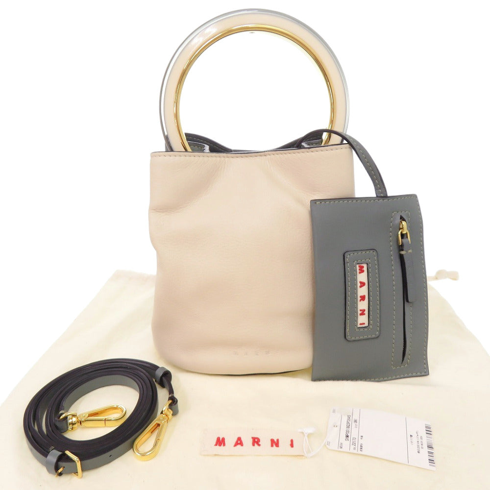 マルニ パニエ SCMP001801 2WAY バケットバッグ レザー ベージュ 0019【中古】MARNI