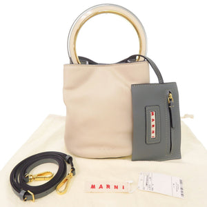 マルニ パニエ SCMP001801 2WAY バケットバッグ レザー ベージュ 0019【中古】MARNI