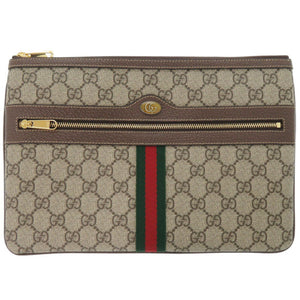 新品同様 グッチ シェリーライン 517551 GGスプリーム ベージュ クラッチバッグ 0022【中古】GUCCI メンズ