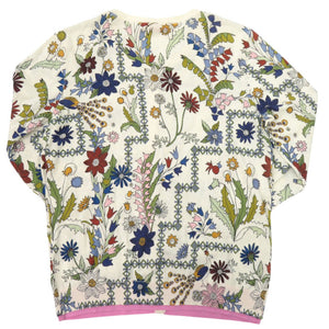 美品 トリーバーチ 花柄 コットン サイズM アイボリー マルチカラー カーディガン 0056【中古】Tory Burch