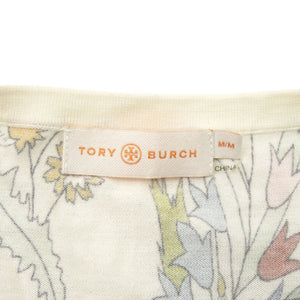 美品 トリーバーチ 花柄 コットン サイズM アイボリー マルチカラー カーディガン 0056【中古】Tory Burch
