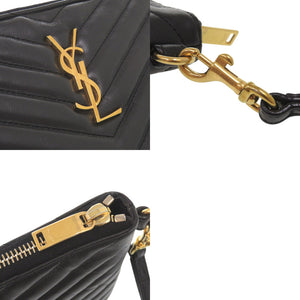サンローランパリ カサンドラ マトラッセ レザー ブラック クラッチバッグ 黒 0065【中古】SAINT LAURENT PARIS