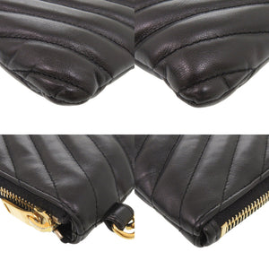 サンローランパリ カサンドラ マトラッセ レザー ブラック クラッチバッグ 黒 0065【中古】SAINT LAURENT PARIS