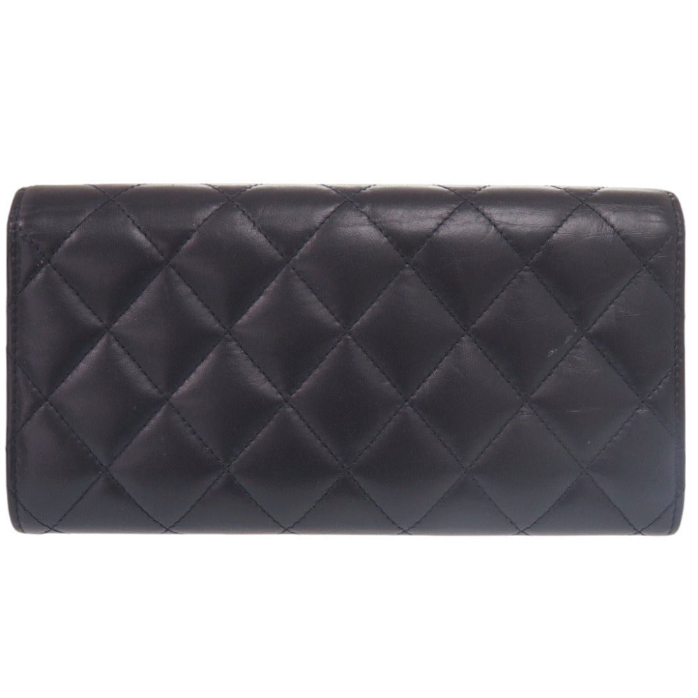 美品 シャネル 2.55 ロングフラップウォレット レザー ゴールド金具 23番台 ネイビー 長財布 0091【中古】CHANEL