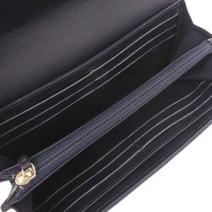 美品 シャネル 2.55 ロングフラップウォレット レザー ゴールド金具 23番台 ネイビー 長財布 0091【中古】CHANEL
