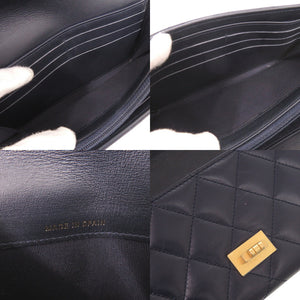 美品 シャネル 2.55 ロングフラップウォレット レザー ゴールド金具 23番台 ネイビー 長財布 0091【中古】CHANEL